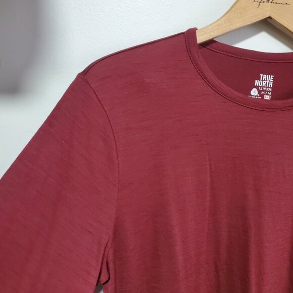 TRUE NORTH Merino Wool Blend Base Layer Top Shirt Long Sleeve Red Men's Medium - Picture 3 of 10